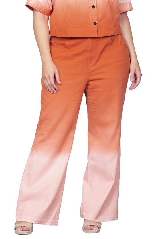 Shop Standards & Practices Ombré Dip Dye Wide Leg Jeans In Coral