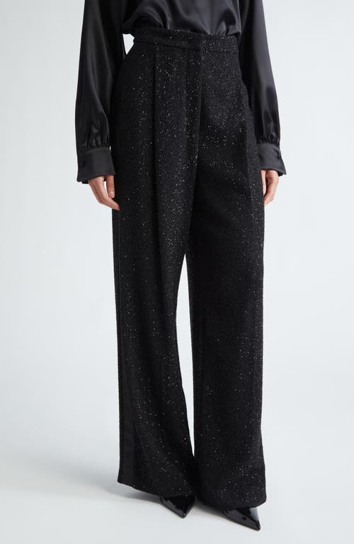 Shop Max Mara Navigli Sequin Stretch Virgin Wool Bouclé Trousers In Black