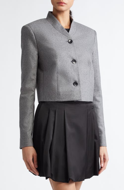 Shop Maria Mcmanus Stretch Wool & Cashmere Crop Blazer In Charcoal Melange