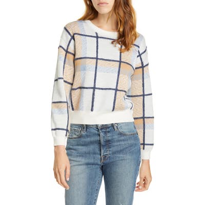 Joie Austine Check Wool Blend Sweater, White
