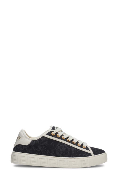 Versace Barroco Greca Jacquard Low Top Sneaker In Black/off White