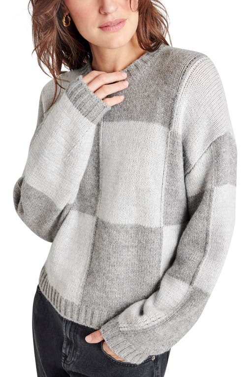 Shop Splendid Kit Check Sweater In Ice Heather Grey/heather Fog