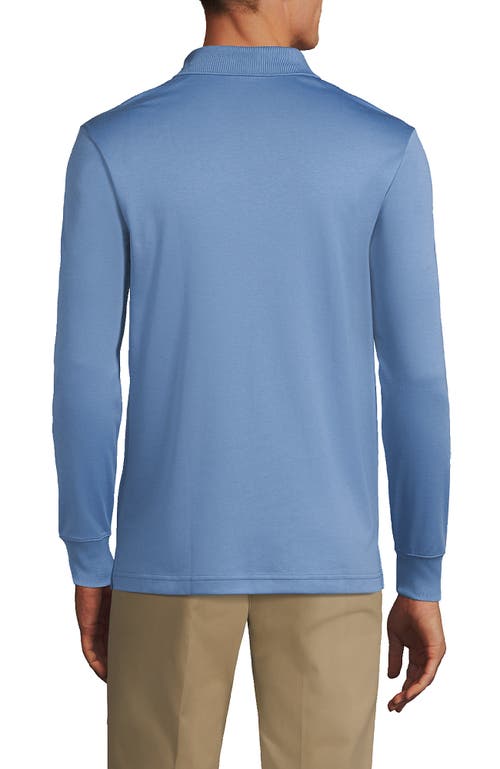 Shop Lands' End Long Sleeve Cotton Supima Polo Shirt In Muted Blue