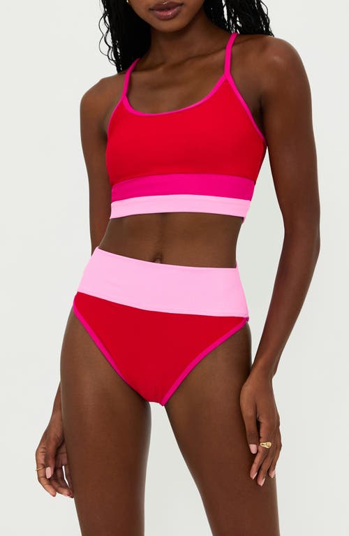 BEACH RIOT BEACH RIOT EMMY COLORBLOCK HIGH WAIST BIKINI BOTTOMS