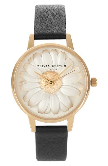 Olivia Burton 3d Daisy Leather Strap Watch 30mm Nordstrom