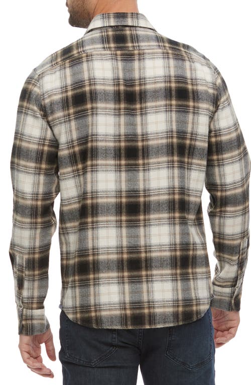 Shop Flag And Anthem Esparto Herringbone Flannel Long Sleeve Button-up Shirt In White/black/tan