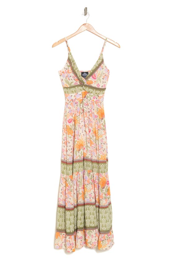 Shop Angie Floral Twist Front Maxi Dress In Cream-pink