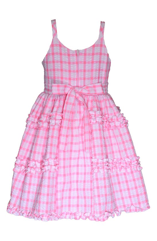 Shop Bonnie Jean Kids' Ruffle Seersucker Sleeveless Dress In Pink