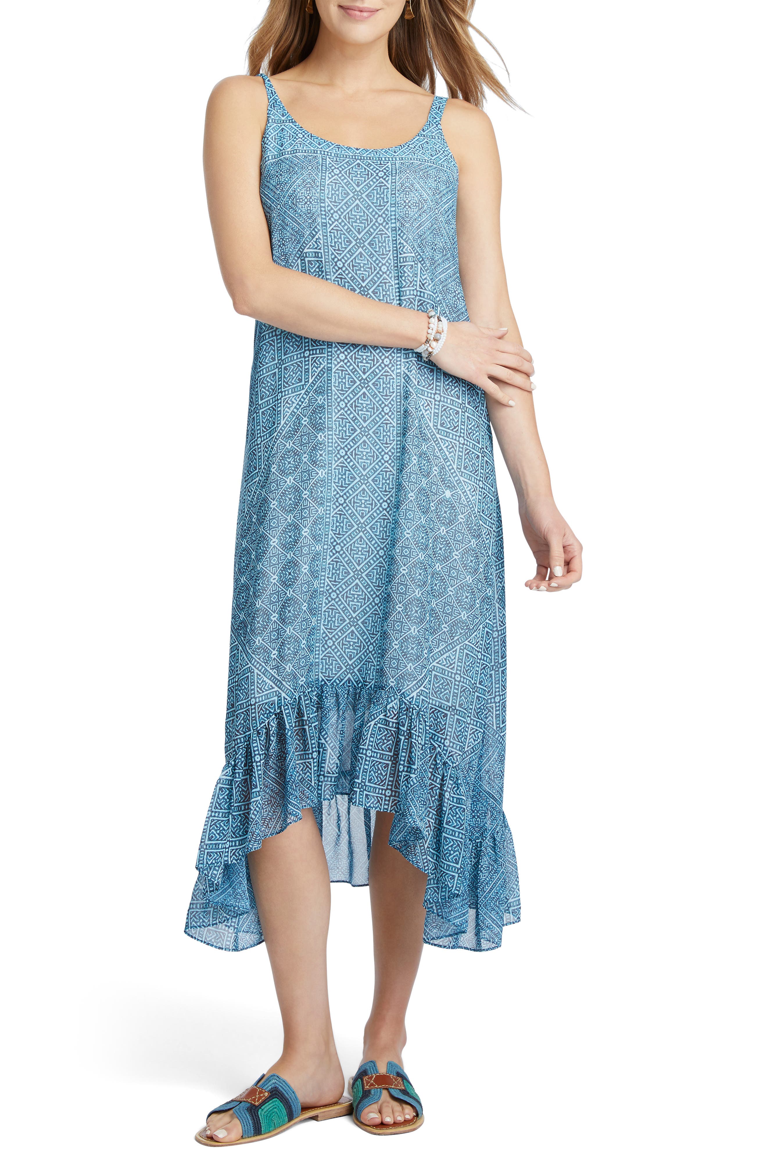 Petite Nic+Zoe Santorini Tiles Sundress, Blue
