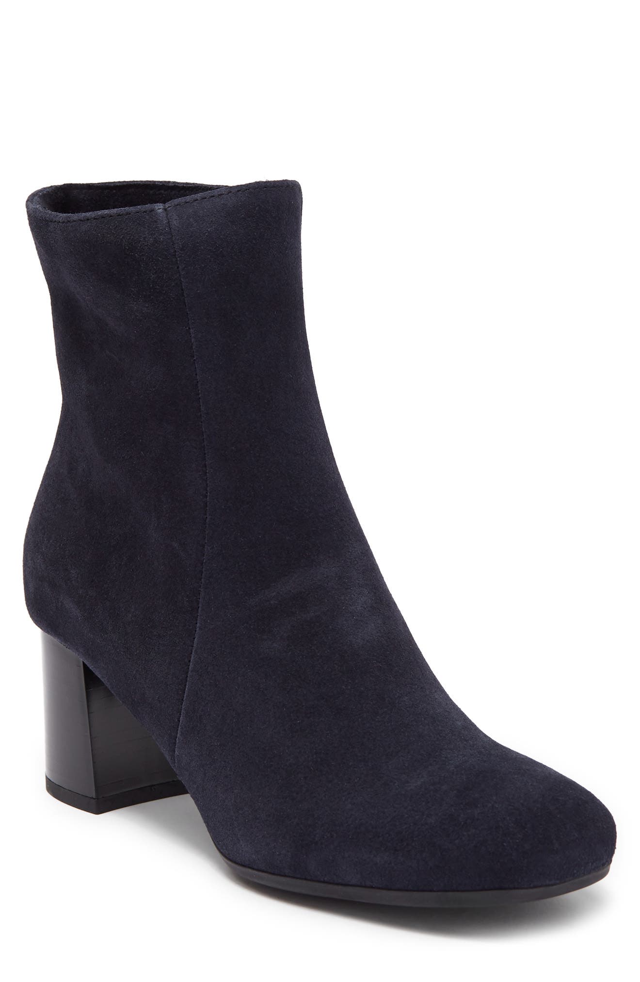 navy suede bootie