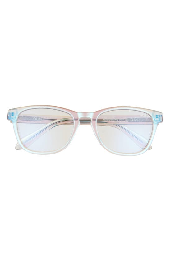 Quay Mini Hardwire 50mm Blue Light Filtering Optical Glasses In Clear Hologram / Clear Blue