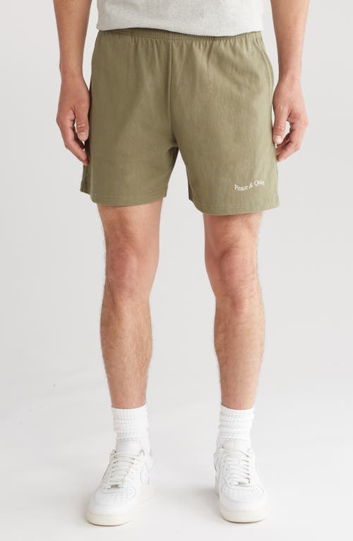 Wordmark Cotton Sweat Shorts in Olive