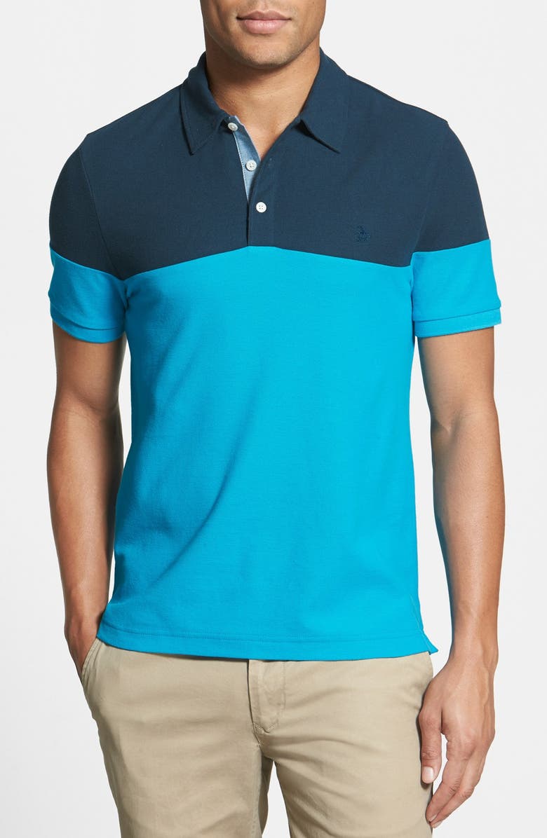 ORIGINAL PENGUIN Colorblock Polo, Main, color, VIVID BLUE