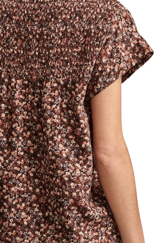Shop Lucky Brand Print Smocked Top In Peach Multi