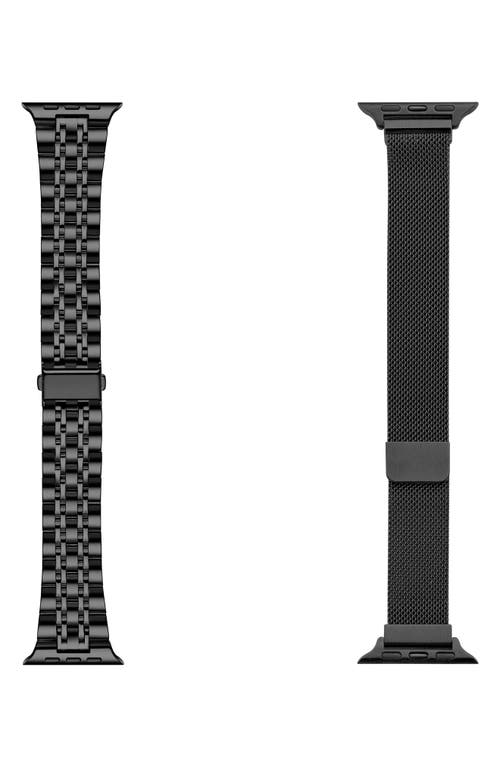The Posh Tech Assorted 2-Pack Stainless Steel Apple Watch Watchbands in Black at Nordstrom, Size 38