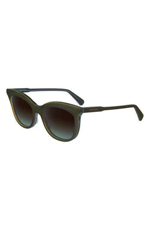 Longchamp 53mm Gradient Cat Eye Sunglasses In Olive/azure