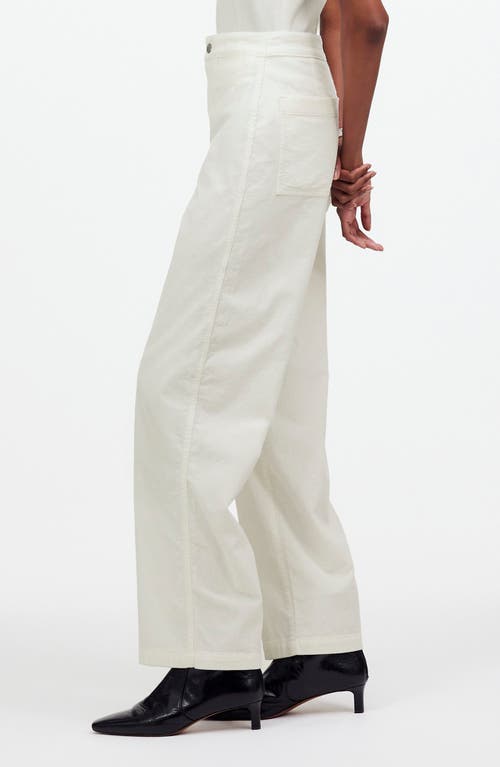 Shop Madewell The Emmett Wide Leg Full Length Corduroy Pants: Welt Pocket Edition In Winter White