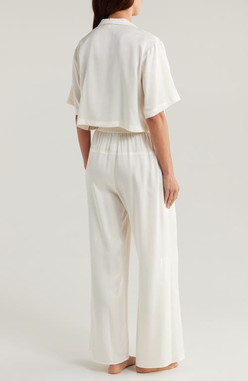 Shop Lunya High Waist Washable Silk Pajamas In Tranquil White