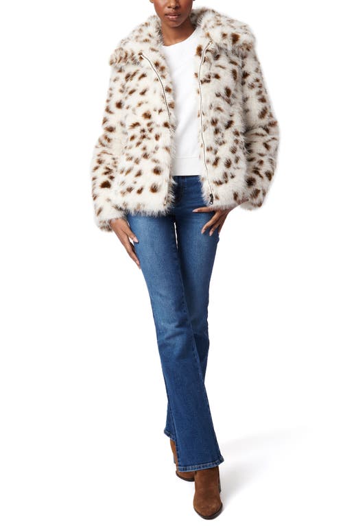 Shop Bernardo Animal Print Faux Fur Jacket In White/brown