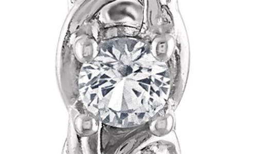 Fzn Stone Hoop Earrings In White Sapphire