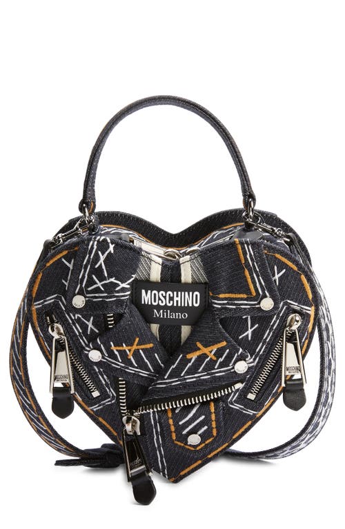 Moschino Biker Graffiti Heart Clutch in 1510 Fantasy Print Blue at Nordstrom