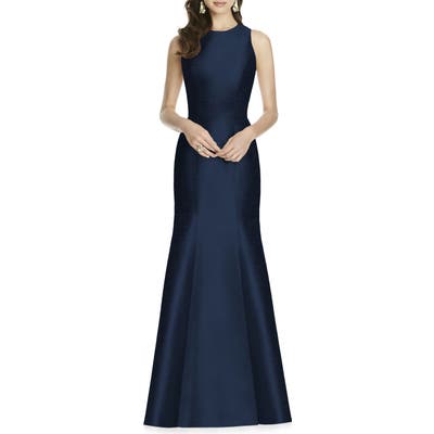 Alfred Sung Dupioni Trumpet Gown, Blue