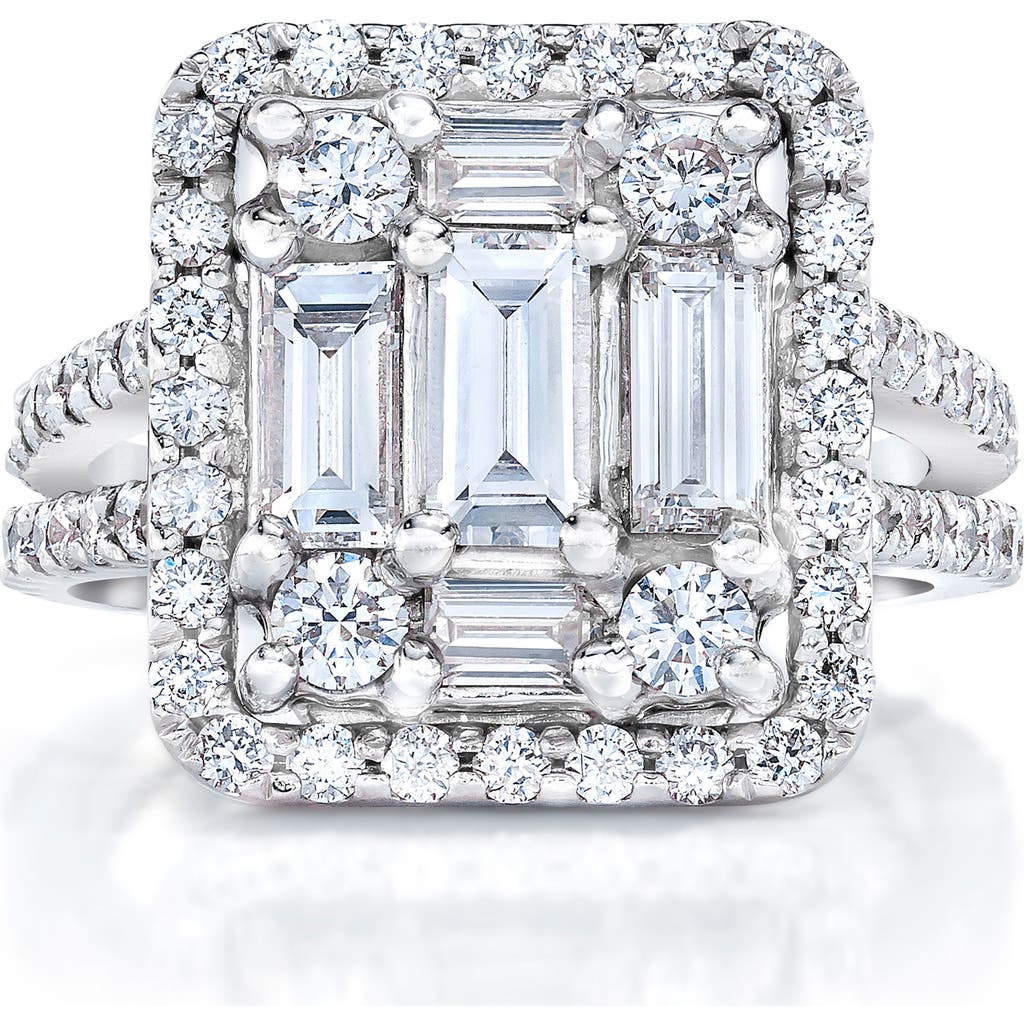 Mindi Mond Halo Diamond Split Shank Ring In White Gold/diamond