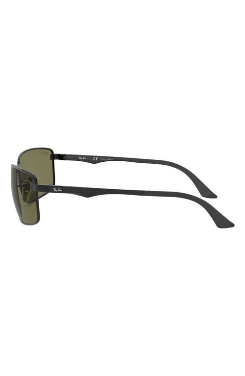 Ray Ban Ray-ban 61mm Polarized Rectangle Sunglasses In Black/green