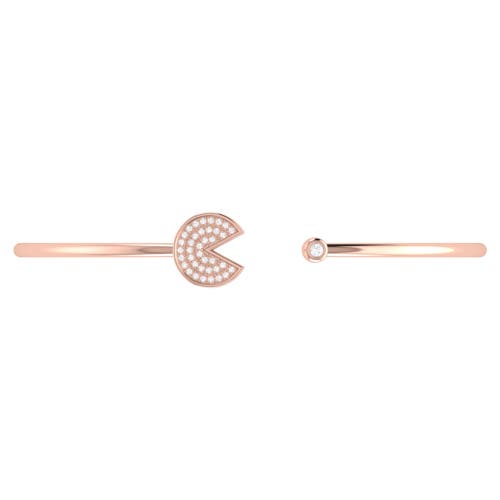 Shop Luvmyjewelry Pac Man Candy Sterling Silver Diamond Adjustable Cuff In 14kt Rose Gold Vermeil