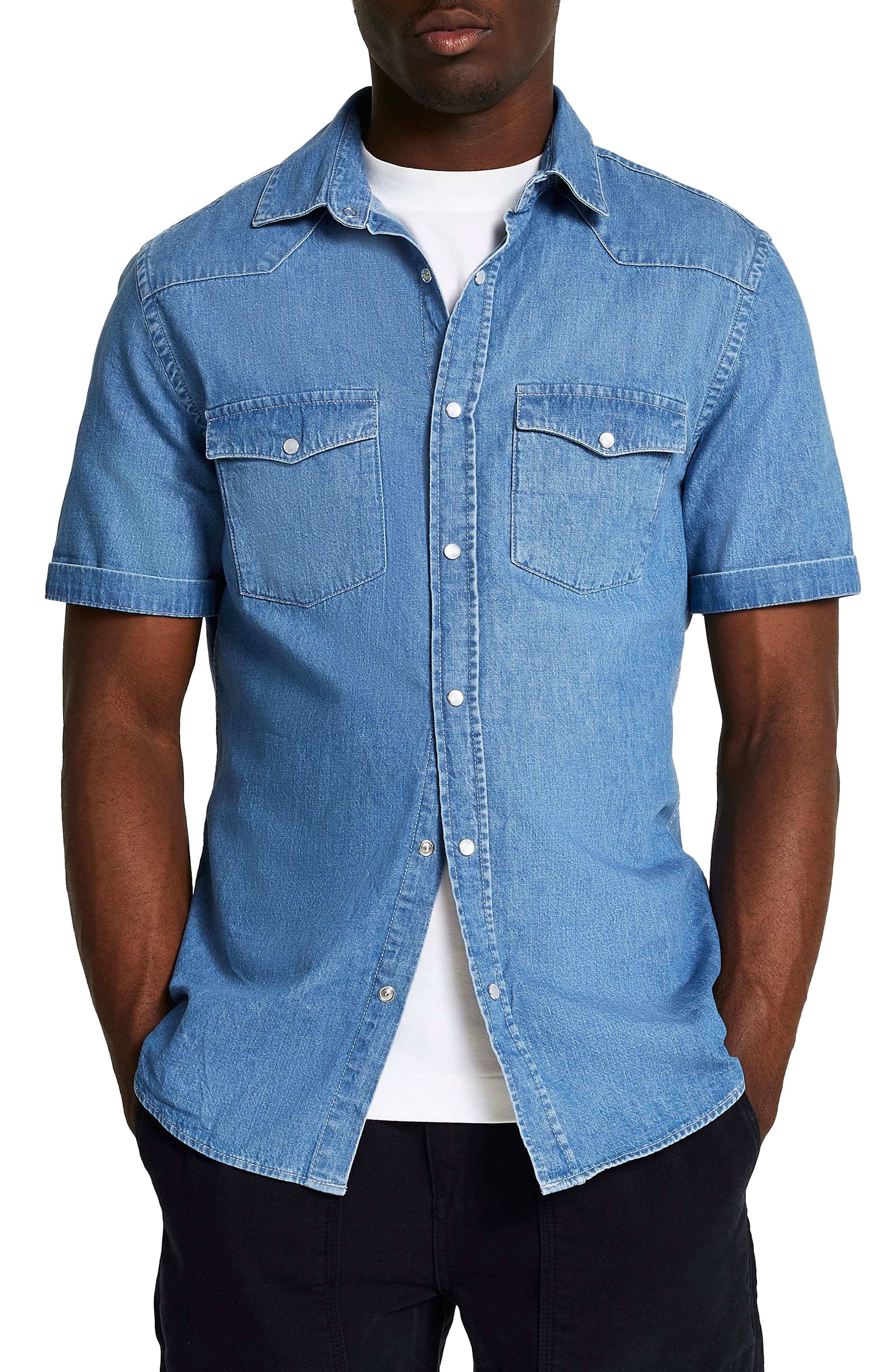 blue denim shirt men