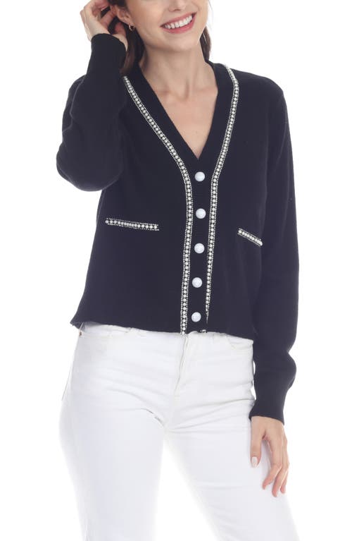 Shop Rain And Rose Faux Pearl Embellished Cardigan In Black