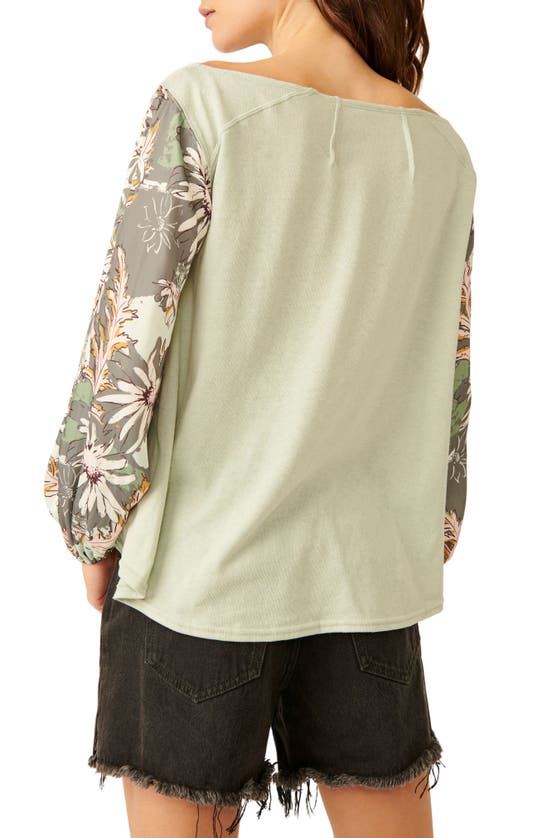 Shop Free People Picking Petals Floral Sleeve Top In Sage Combo