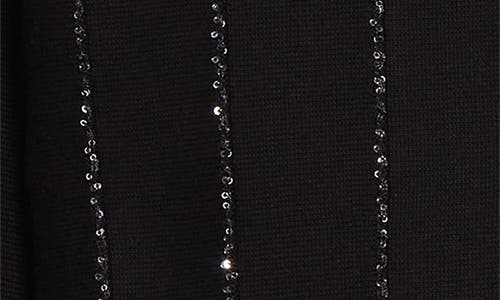 Shop Oscar De La Renta Yard Sequin Stripe Cotton Blend Cardigan In Black