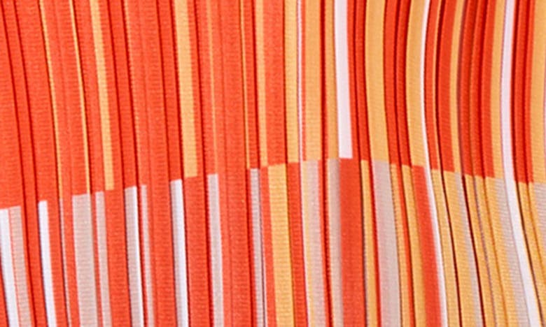 Shop Ming Wang Stripe Plissé Elbow Sleeve Top In Flame Stripe
