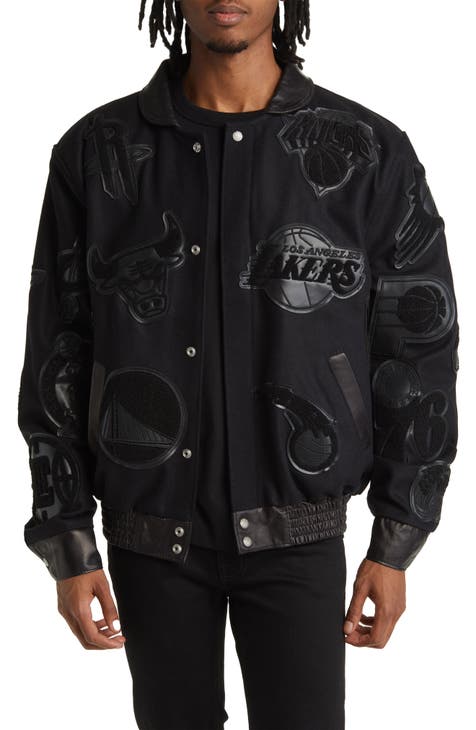 NBA Collage Wool & Leather Jacket Brown Brown / M