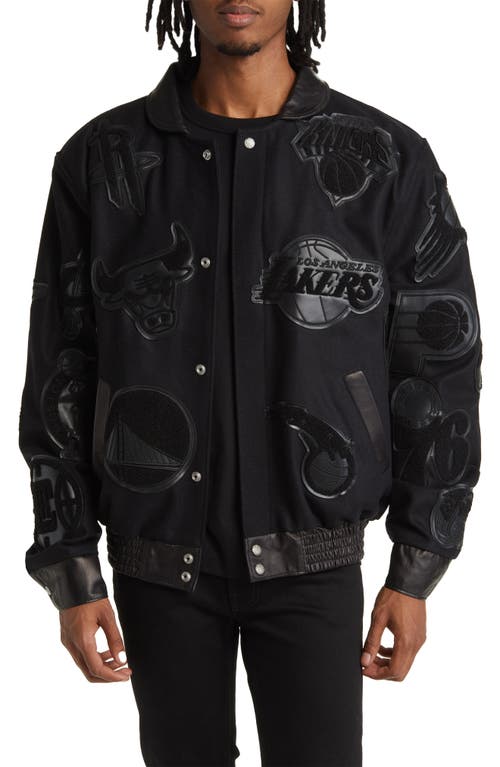 JEFF HAMILTON NBA Collage Wool Blend Jacket in Black/Black