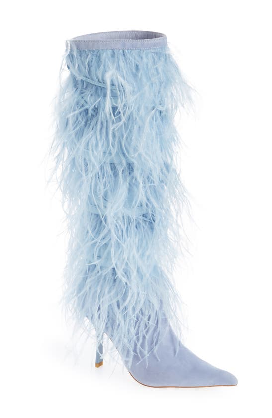 Jeffrey Campbell Shake-ya Feather Over The Knee Boot In Blue | ModeSens