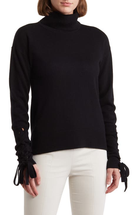 Walt Turtle Neck Long Lace-Up Sleeve Top
