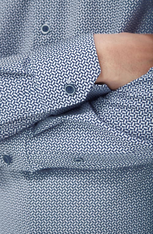 Shop Bugatchi James Ooohcotton® Geo Print Button-up Shirt In Navy