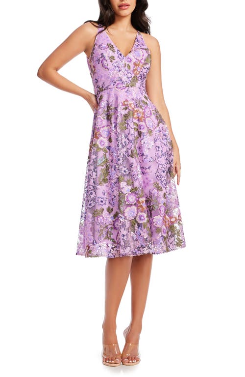 Dress the Population Elisa Floral Sequin Embroidered Cocktail Lavender Multi at Nordstrom,