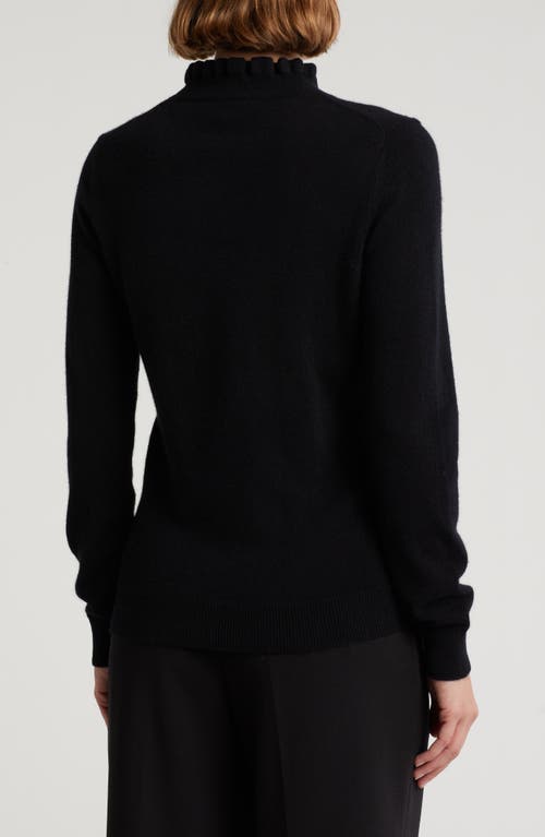 Sofia Cashmere Ruffle Mock Neck Cashmere Sweater In Black