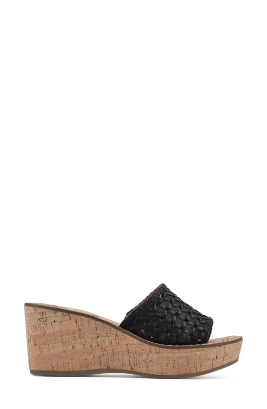 Shop White Mountain Footwear Charges Cork Wedge Sandal In Black/ Burn/ Smooth