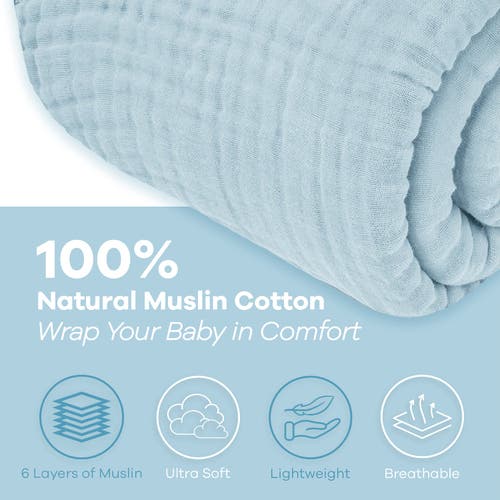 Comfy Cubs Adult Muslin Blanket In Pacific Blue