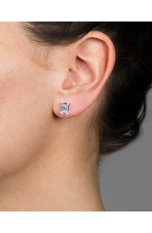 Cz By Kenneth Jay Lane Emerald Cut Cz Stud Earrings In Clear/silver