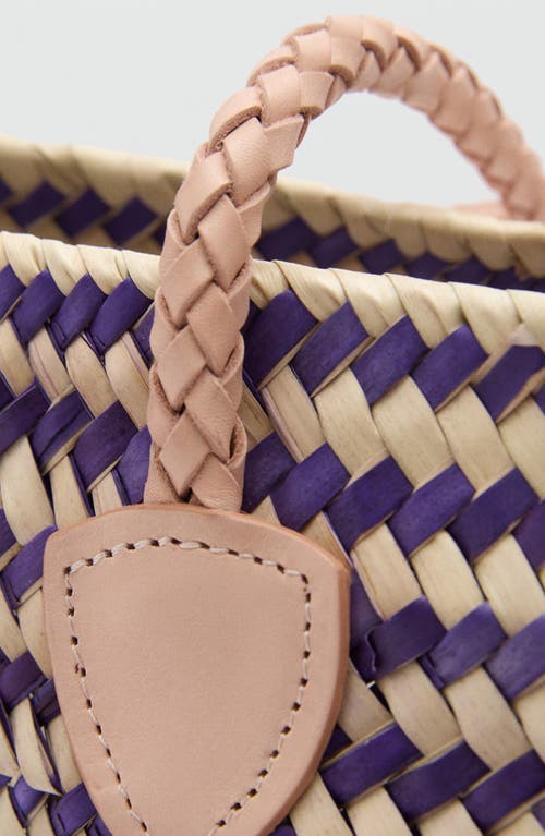 Shop Mango Woven Palm Straw Shopper Tote In Purple