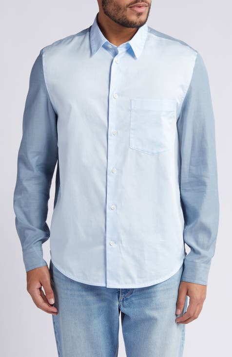 Relaxed Fit Colorblock Cotton Button-Up Shirt