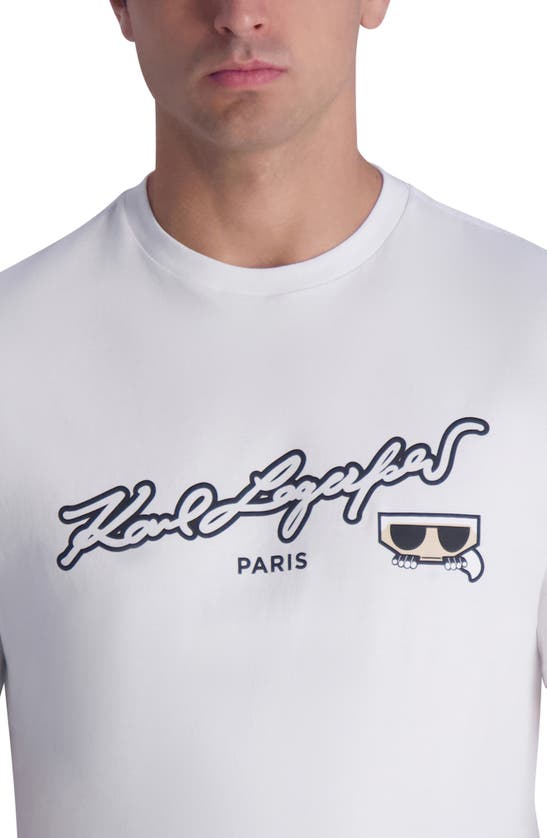 Shop Karl Lagerfeld Paris Script Logo Graphic T-shirt In White