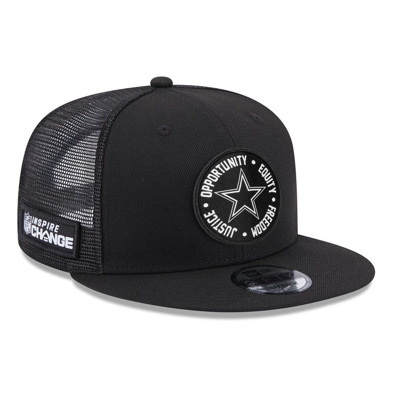 NEW ERA NEW ERA BLACK DALLAS COWBOYS 2022 INSPIRE CHANGE TRUCKER 9FIFTY ADJUSTABLE SNAPBACK HAT