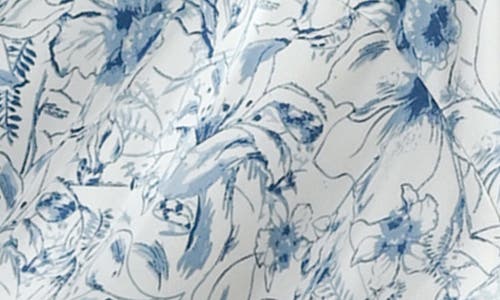 Shop Lush Twist Front Midi Skirt In Cream Blue Floral