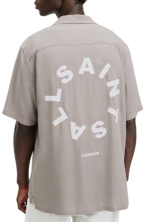 Shop Allsaints Tierra Logo Camp Shirt In Radio Grey